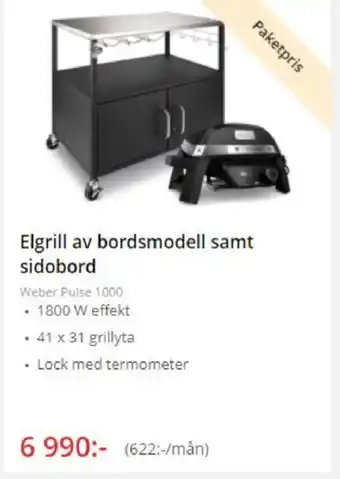 NetOnNet Elgrill av bordsmodell samt sidobord erbjuda