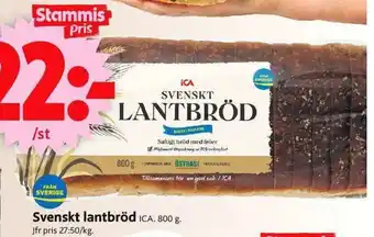 ICA Supermarket Svenskt lantbröd erbjuda