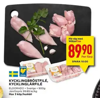 Willys KYCKLINGBRÖSTFILÉ, KYCKLINGLÅRFILÉ erbjuda