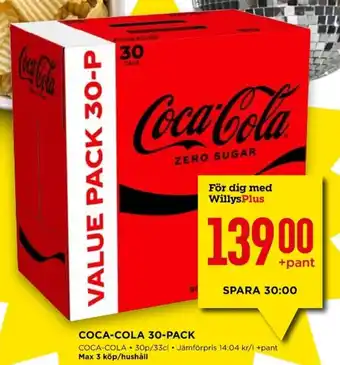 Willys COCA-COLA 30-PACK erbjuda