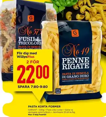 Willys PASTA KORTA FORMER erbjuda