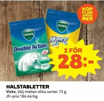 Coop Daglivs Vicks Halstabletter 72g erbjuda
