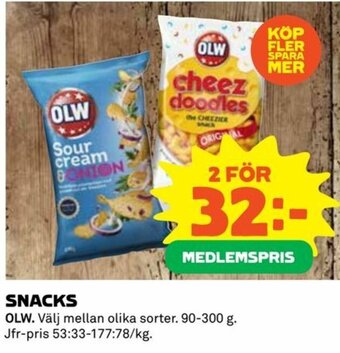 Coop Daglivs OLW Snacks 90-300g erbjuda