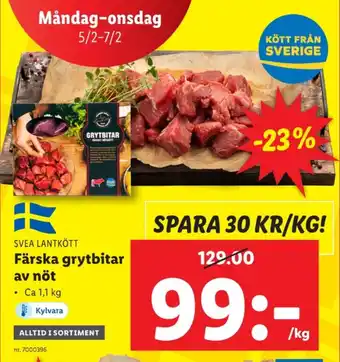 Lidl Svea lantkött grytbitar erbjuda