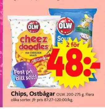 ICA Supermarket Olw ostbågar cheez doodles erbjuda