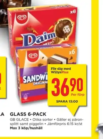 Willys Hemma Sandwich glassnacks erbjuda