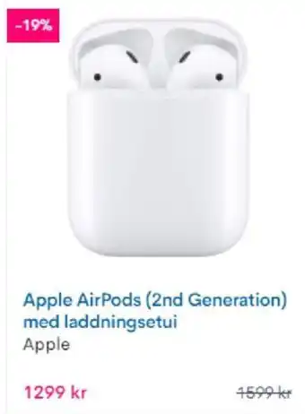CDON Apple AirPods (2nd generation) med laddningsetui, Apple erbjuda