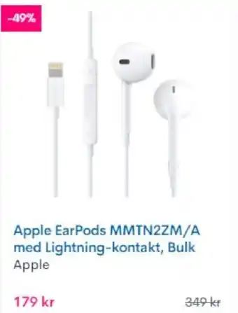 CDON Apple EarPods MMTN2ZM/A med Lightning-kontakt, Bulk, Apple erbjuda
