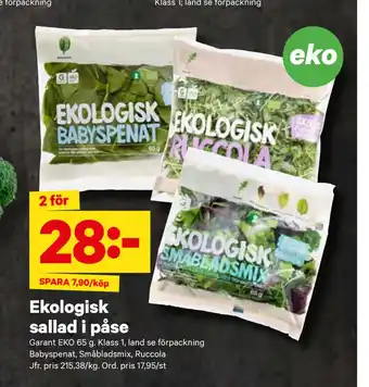 City Gross Ekologisk sallad i påse erbjuda