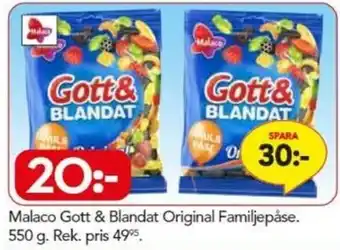 Bo Ohlsson Malaco Gott & Blandat Original Familjepåse 550 g erbjuda