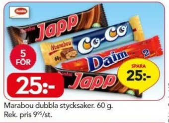 Bo Ohlsson Marabou Dubbla Stycksaker 60 g erbjuda