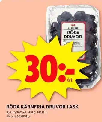 ICA Kvantum RÖDA KÄRNFRIA DRUVOR I ASK erbjuda