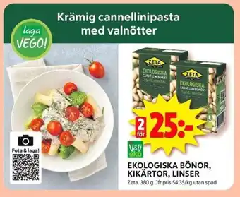 ICA Kvantum EKOLOGISKA BÖNOR, KIKÄRTOR, LINSER erbjuda