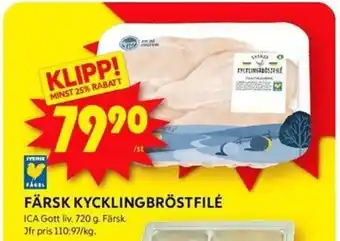 ICA Kvantum FÄRSK KYCKLINGBRÖSTFILÉ erbjuda