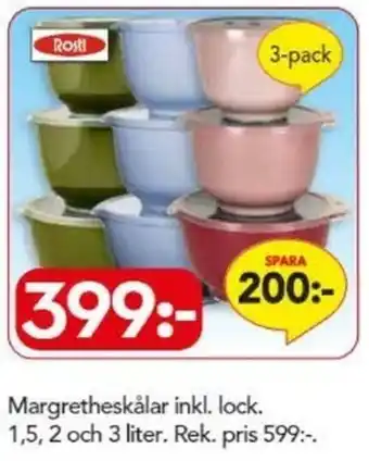 Bo Ohlsson Rosti Margretheskålar 3-pack 1,5, 2och 3 liter erbjuda
