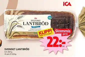 ICA Kvantum SVENSKT LANTBRÖD erbjuda