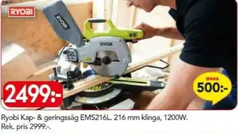 Bo Ohlsson Ryobi Kap- & geringssåg EMS216L 216 mm klinga, 1200W erbjuda