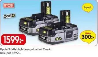 Bo Ohlsson Ryobi 3.0Ah High Energy batteri One+ erbjuda
