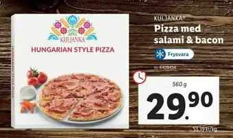 Lidl Pizza med salami & bacon erbjuda