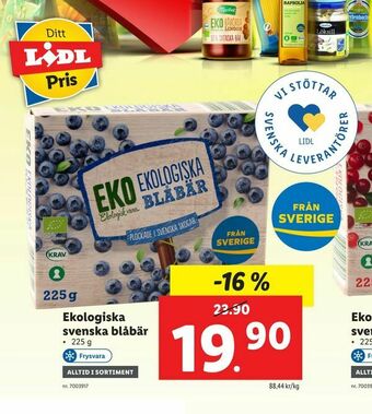 Lidl Ekologiska svenska blåbär erbjuda