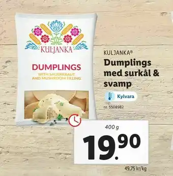 Lidl Dumplings med surkål & svamp erbjuda