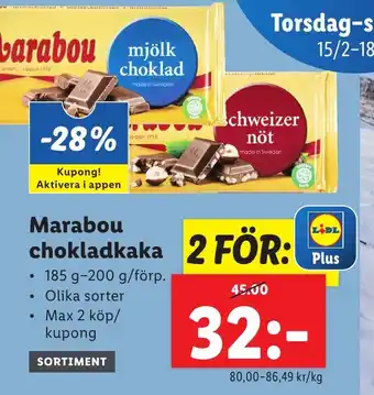 Lidl Marabou chokladkaka erbjuda