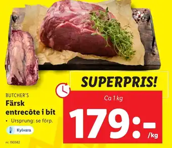 Lidl Färsk entrecôte i bit erbjuda