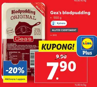 Lidl Gea's blodpudding erbjuda