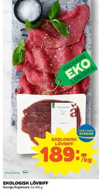 Coop Ekologisk Lövbiff 1kg erbjuda