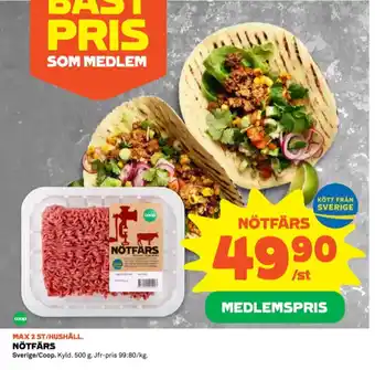 Coop Coop nötfärs erbjuda