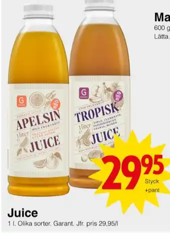Matöppet Garant juice erbjuda
