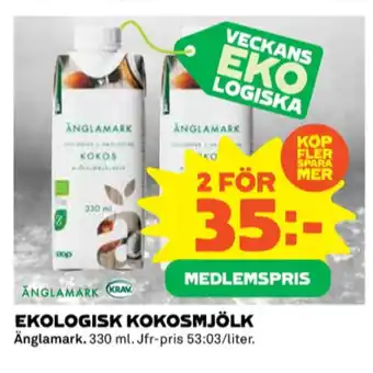 Coop Änglamark kokosmjölk erbjuda