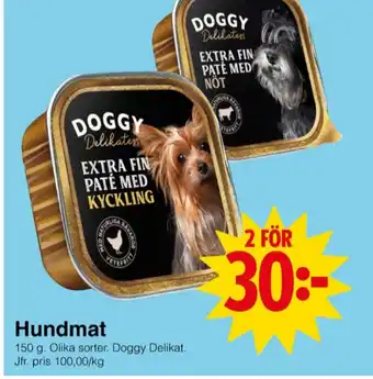 Matöppet Doggy hundmat erbjuda