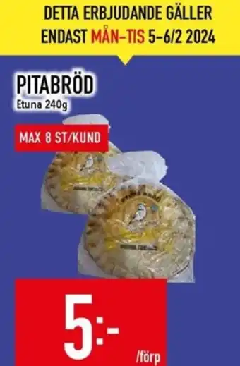 Matdax Etuna bageri pitabröd erbjuda