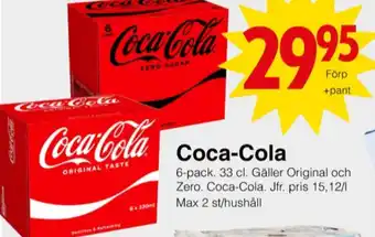 Matöppet Coca cola läskedryck erbjuda
