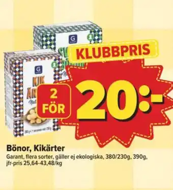 Östenssons Garant kikärter erbjuda