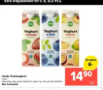 Coop Extra Coop yoghurt erbjuda
