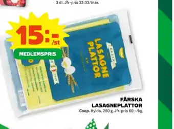 Stora Coop Coop lasagneplattor erbjuda