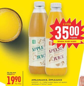 Willys Apelsinjuice, Äpplejuice erbjuda