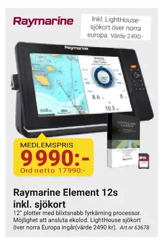 Erlandsons Brygga Raymarine Element 12s inkl. sjökort erbjuda