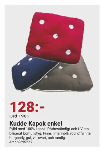 Erlandsons Brygga Kudde Kapok enkel erbjuda