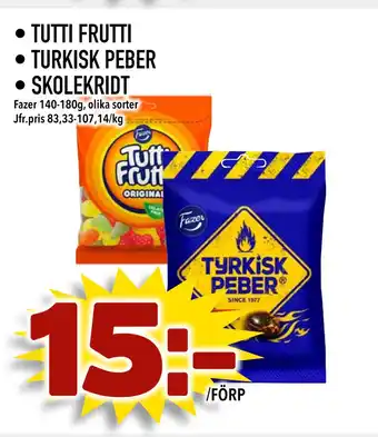 TUTTI FRUTTI • TURKISK PEBER • SKOLEKRIDT