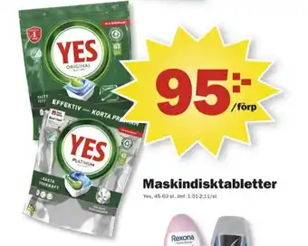 Pekås Yes diskmaskintabs erbjuda