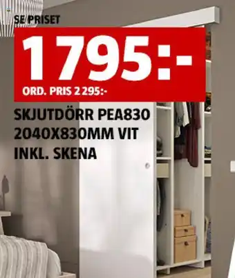Bauhaus SKJUTDÖRR PEA830 2040X830MM VIT INKL. SKENA erbjuda