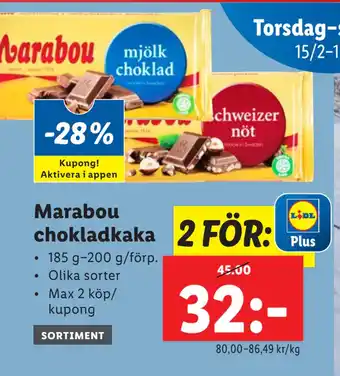 Lidl Marabou chokladkaka erbjuda