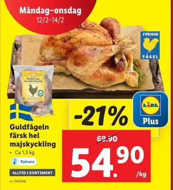 Lidl Guldfågeln färsk hel majskyckling erbjuda
