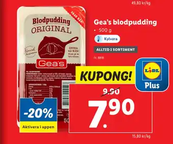 Lidl Gea’s blodpudding erbjuda