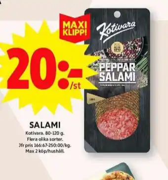 ICA Maxi Kotivara oy salami erbjuda