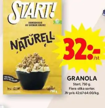 ICA Maxi Start! granola erbjuda