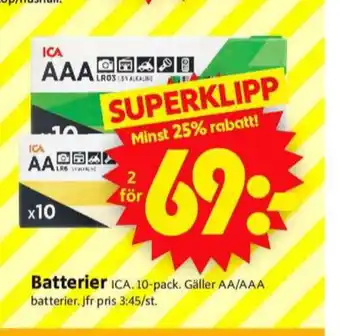 ICA Supermarket Ica batterier erbjuda